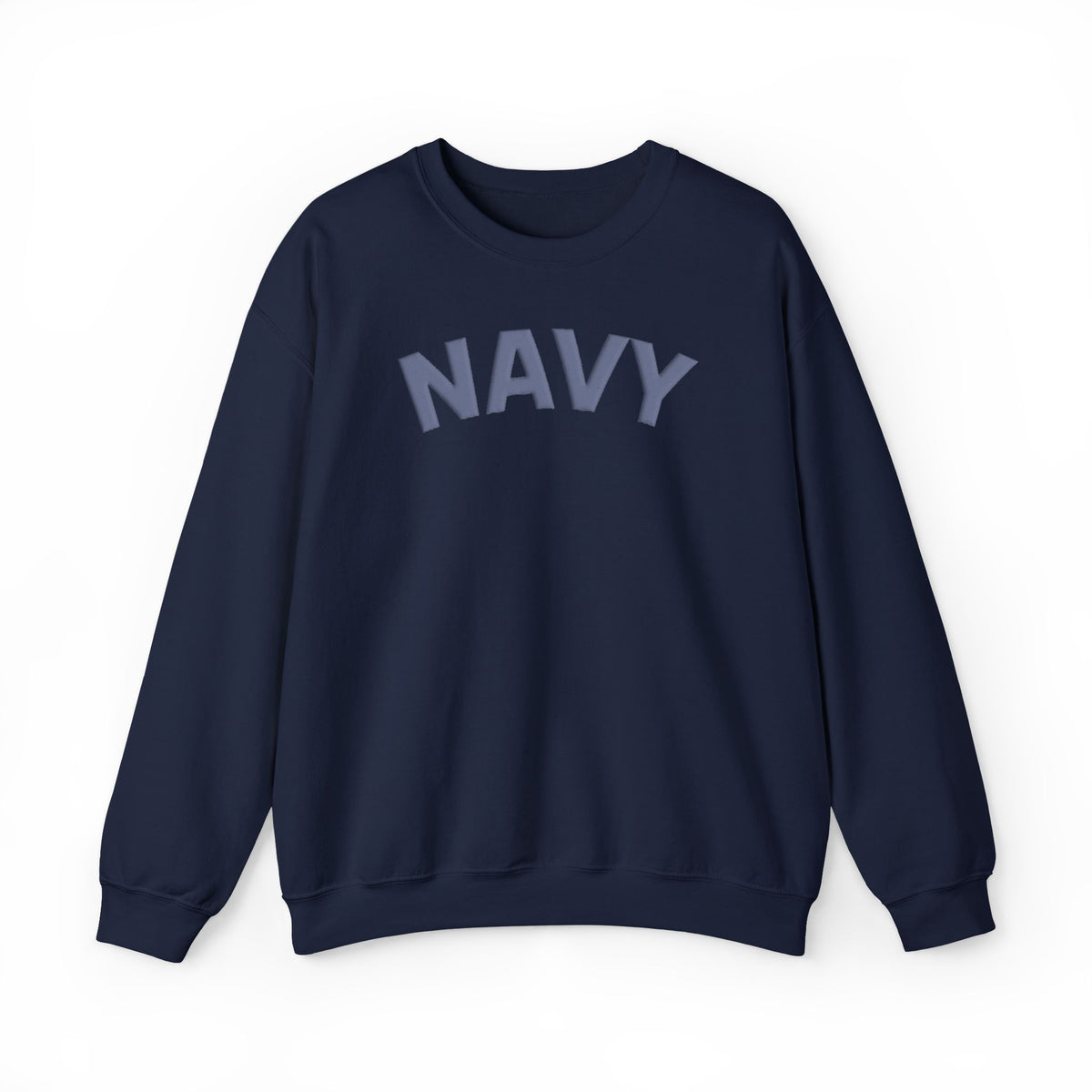 US Navy Monochrome Puff Print Text Crewneck Sweatshirt