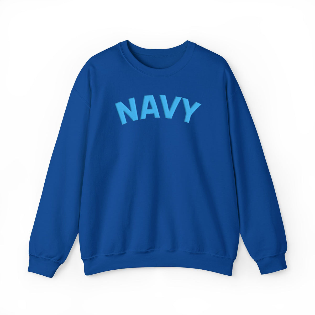US Navy Monochrome Puff Print Text Crewneck Sweatshirt