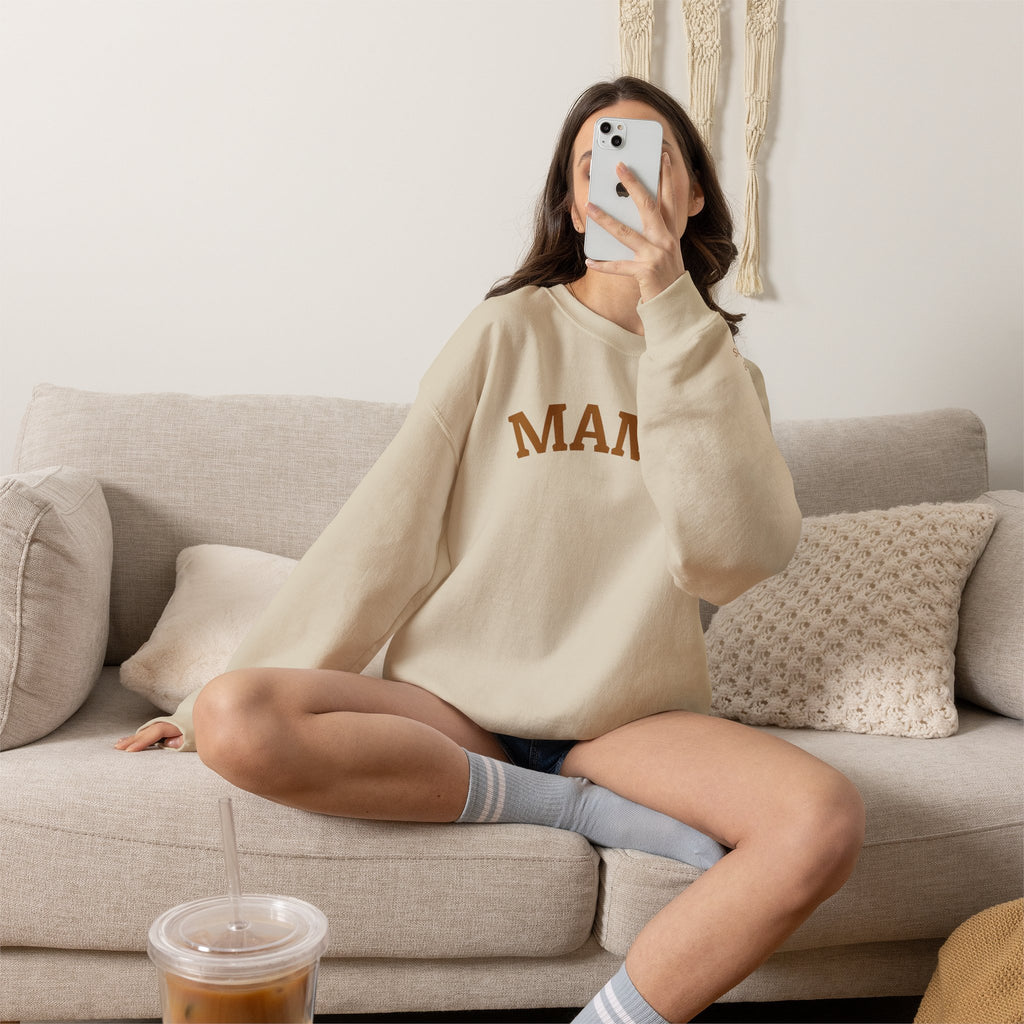 Mama Crewneck Sweatshirt - Cozy Neutral Mom Pullover with Personalization