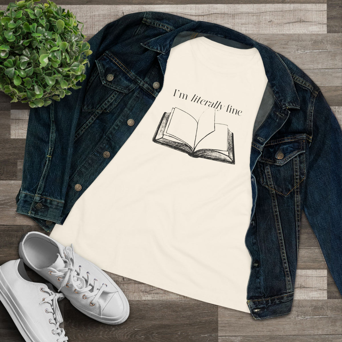 I'm Literally Fine Book Graphic Tee - Women's Literary Cotton T-Shirt
