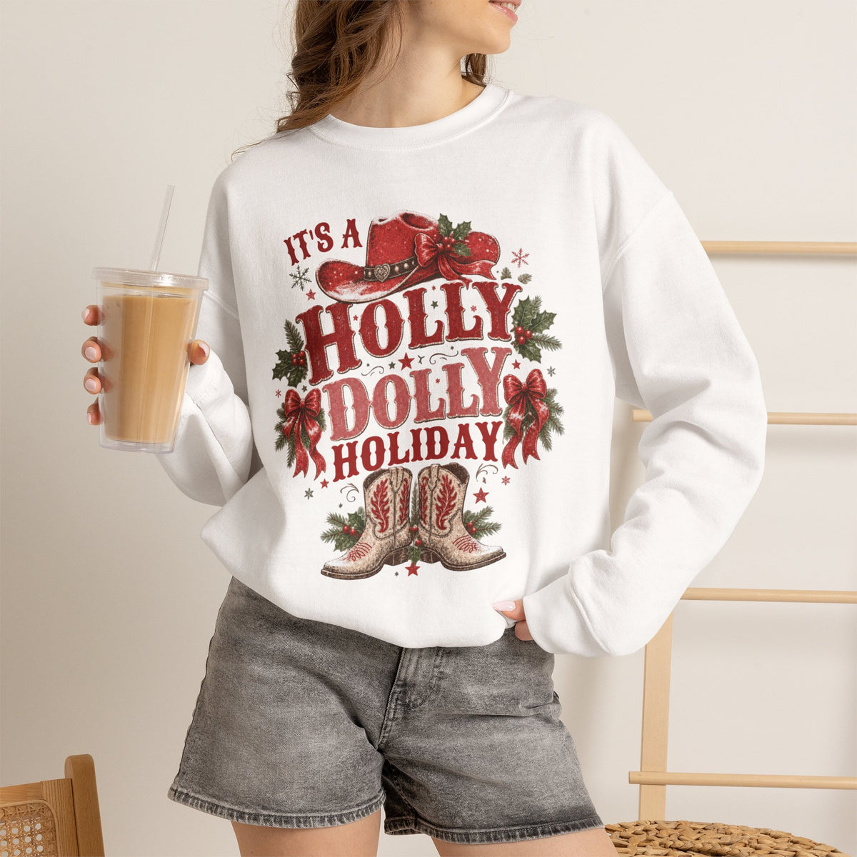 Holly Dolly Christmas Crewneck Sweatshirt