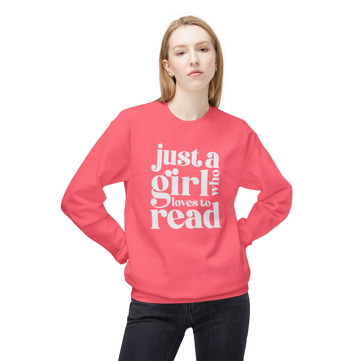Book Lover Crewneck Sweatshirt — "Just a Girl Who Loves to Read" Bookish Pullover