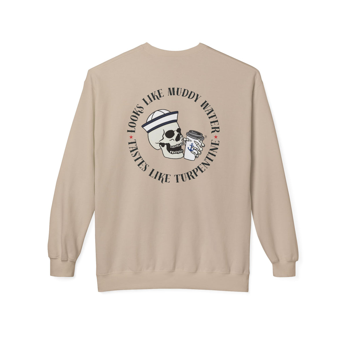 Navy Skull Crewneck Sweatshirt - “Looks Like Muddy Water, Tastes Like Turpentine”
