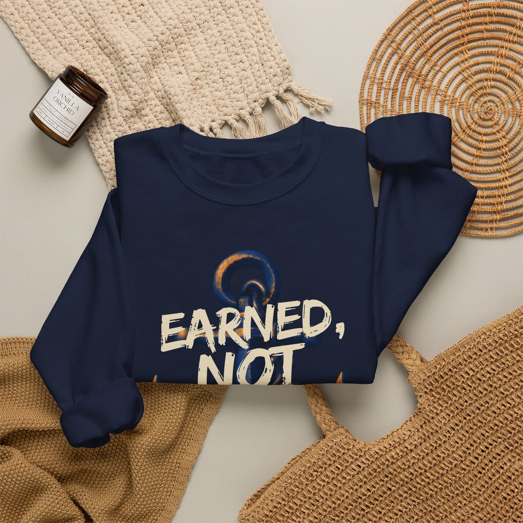 Earned, Not Given - Navy Anchor Crewneck Sweatshirt