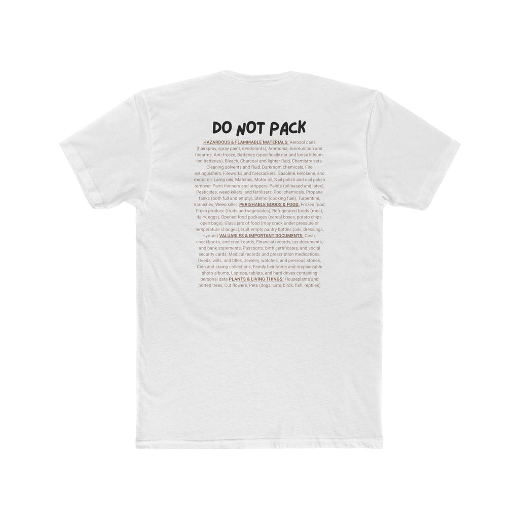 Funny PCS DITY Party Graphic Tee w/ Do Not Pack Checklist — T-Shirt for Military Families